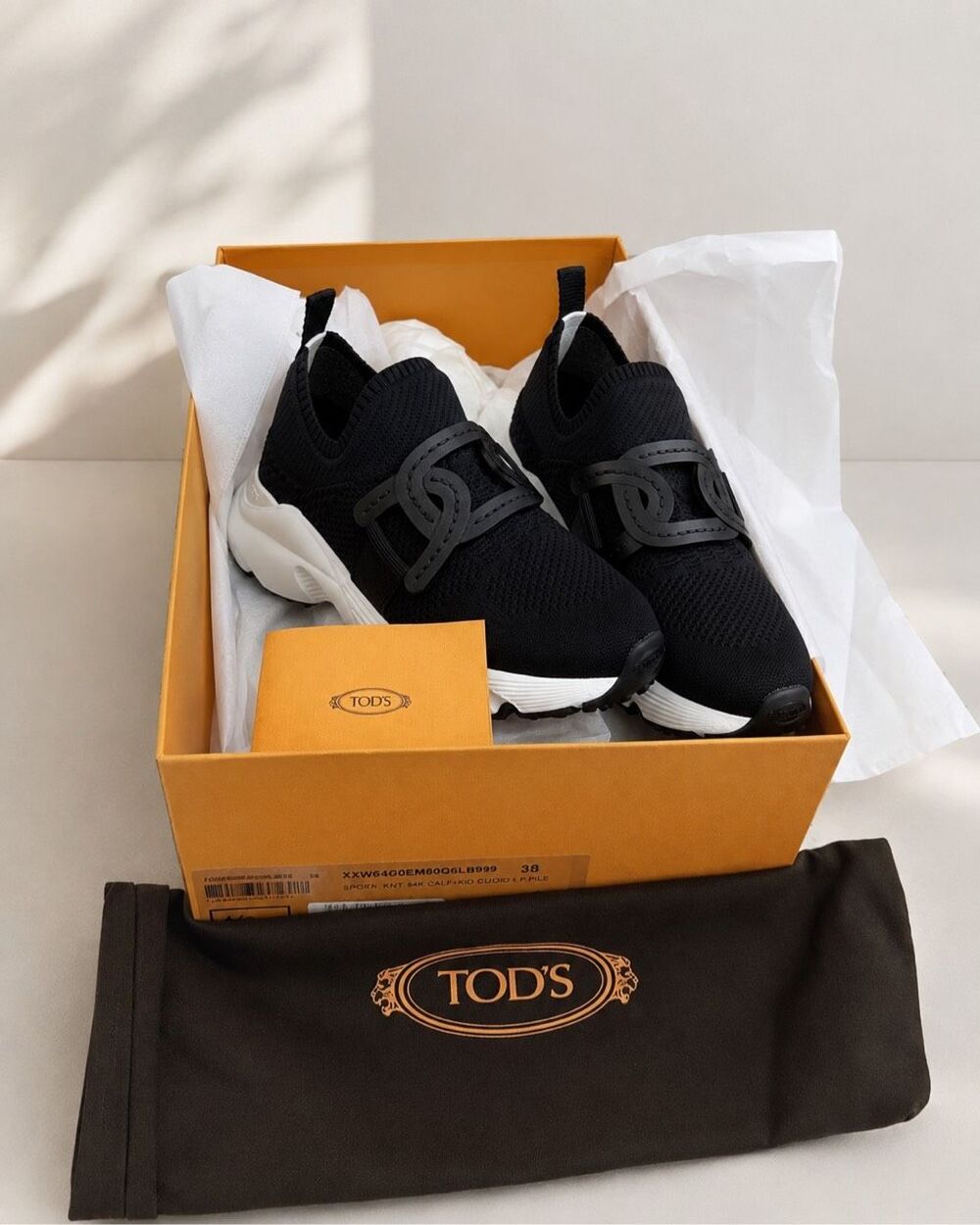 NWT and box Tod's Kate Stretch Knit Trainer sport Sneakers, $875 Sz 38